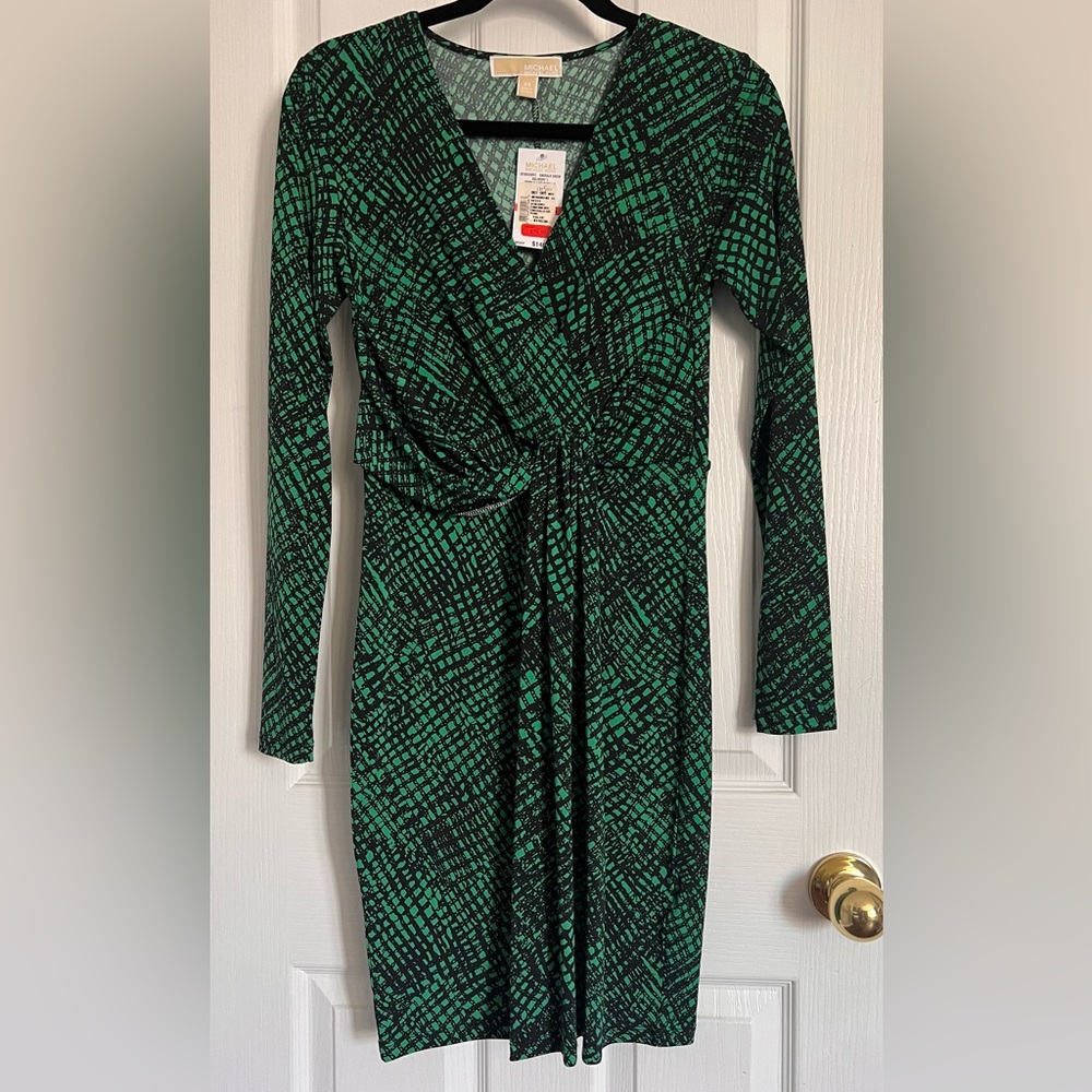 Michael Michael Kors LS wrap front dress XS NWT
